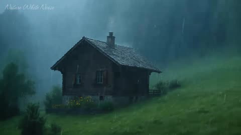 Sleep Instantly in 3 Minutes • Heavy Rain & Thunderstorm Sounds on a Mountain Roof at Night
