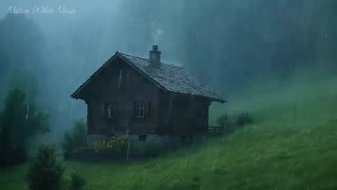 Sleep Instantly in 3 Minutes • Heavy Rain & Thunderstorm Sounds on a Mountain Roof at Night