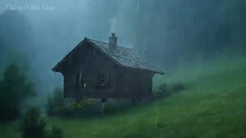 Sleep Instantly in 3 Minutes • Heavy Rain & Thunderstorm Sounds on a Mountain Roof at Night