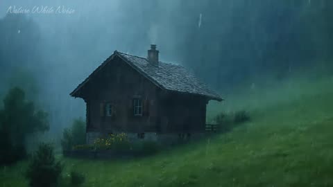 Sleep Instantly in 3 Minutes • Heavy Rain & Thunderstorm Sounds on a Mountain Roof at Night