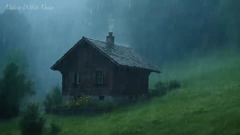 Sleep Instantly in 3 Minutes • Heavy Rain & Thunderstorm Sounds on a Mountain Roof at Night