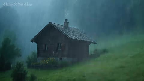 Sleep Instantly in 3 Minutes • Heavy Rain & Thunderstorm Sounds on a Mountain Roof at Night