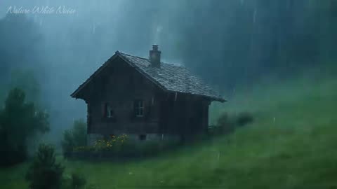 Sleep Instantly in 3 Minutes • Heavy Rain & Thunderstorm Sounds on a Mountain Roof at Night