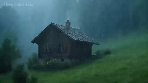 Sleep Instantly in 3 Minutes • Heavy Rain & Thunderstorm Sounds on a Mountain Roof at Night