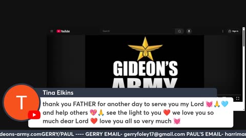 GIDEONS ARMY THURSDAY LIVE 7/31 @ 930 AM EST