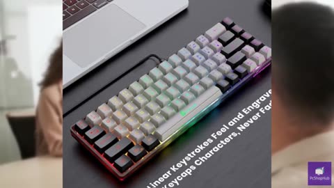 GEODMAER 65% Gaming Keyboard, Wired Backlit Mini Keyboard, Ultra-Compact Anti-Gh