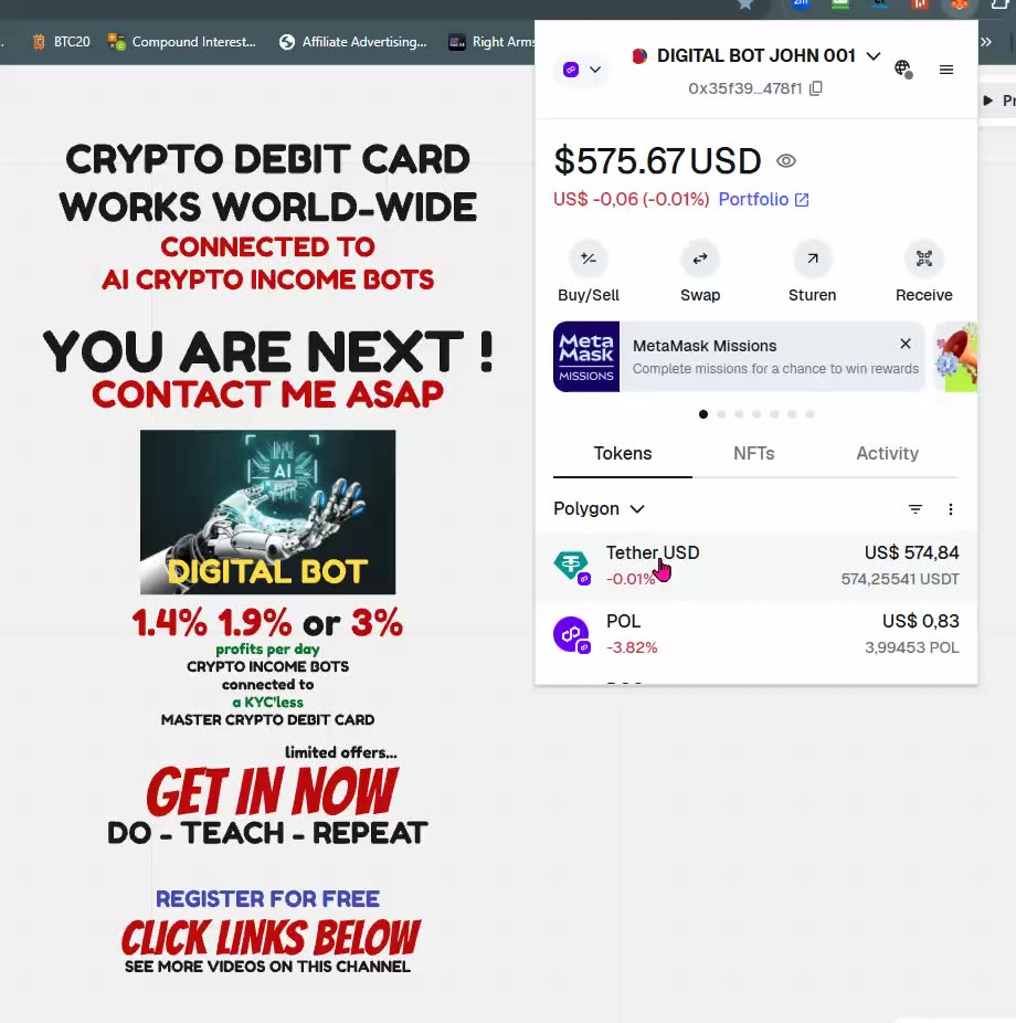DIGITAL BOT DEMO (NEDERLANDS & ENGLISH) ADD DIGICOIN TOKEN TO METAMASK - TOP TEAM ROB BUSER