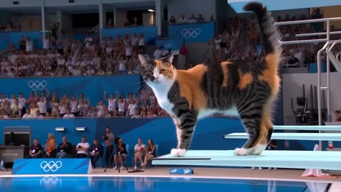 cat swiming.