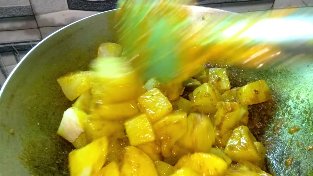 papaya potato vegetable mixed with Taro solton fry indian village style