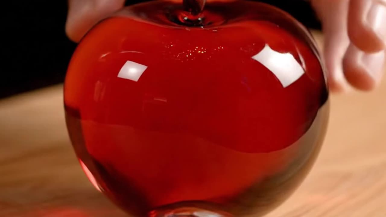 Slicing a Crystal Glass Apple | Ultra Realistic 8K ASMR