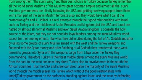 Turkey is middle player puppet use by the USA and Israel among the sunni muslims world