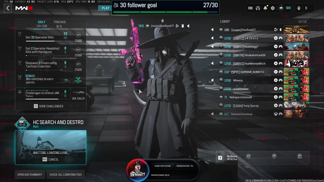 playing some MW3 with no face come chill and hang
