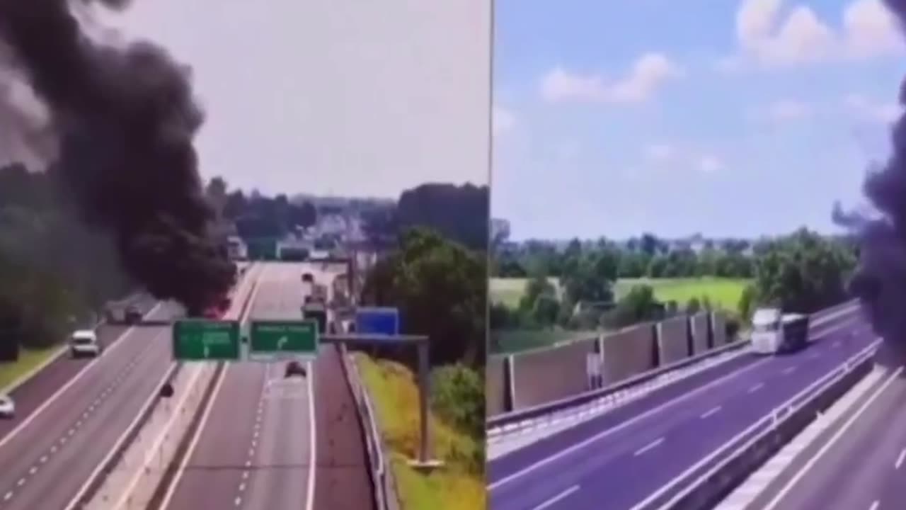Avioni humb kontrollin në ajër, shpërthen në flakë në një autostradë në Itali