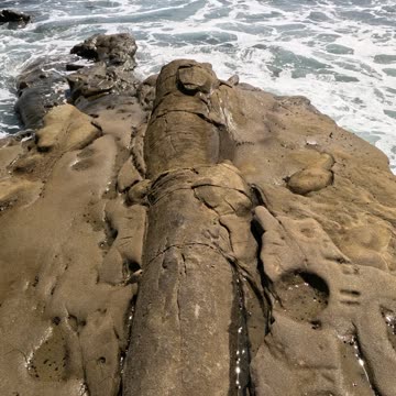 Natural Cylindrical Reef / Rock Geo Sandstone Formation - Gentle Waves. #geology #sunshine #coastal