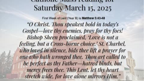 Catholic Mass reading for Saturday March 15, 2025