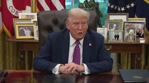 President Donald Trump makes an announcement from the Oval Office