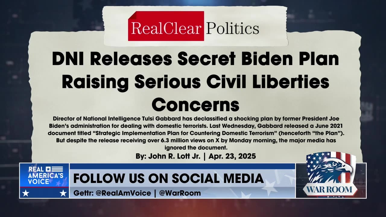 Lott: DNI Releases Secret Biden Plan Raising Serious Civil Liberties Concerns