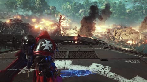 Space Marine 2 40K Black Templar Veteran fighting for the Emperor