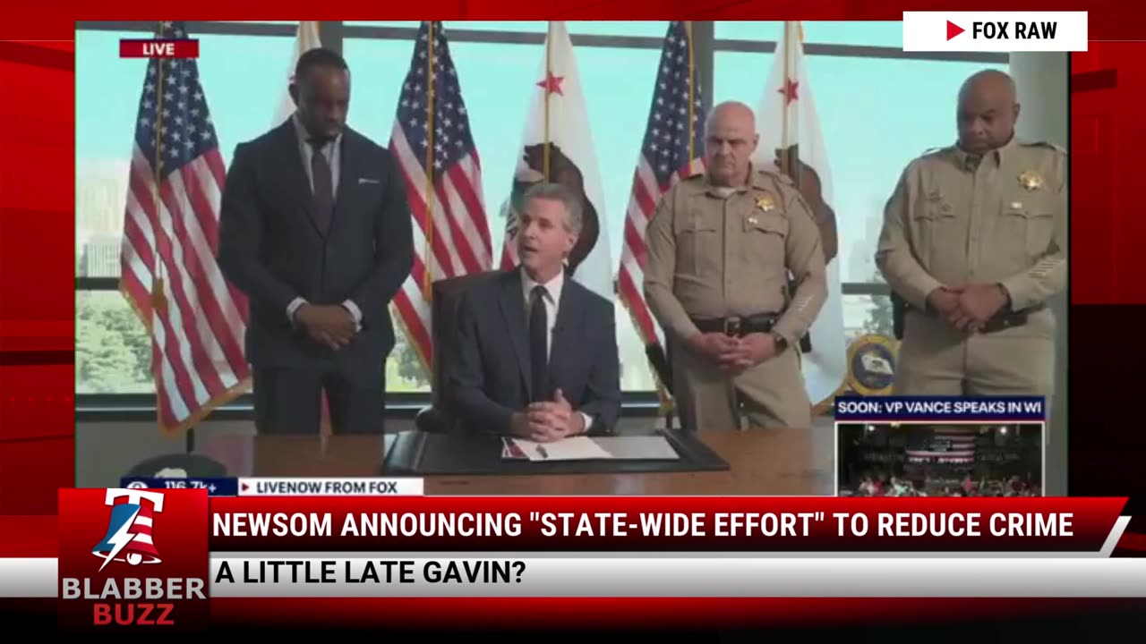 Newsom Announcing "State-Wide Effort" To Reduce Crime