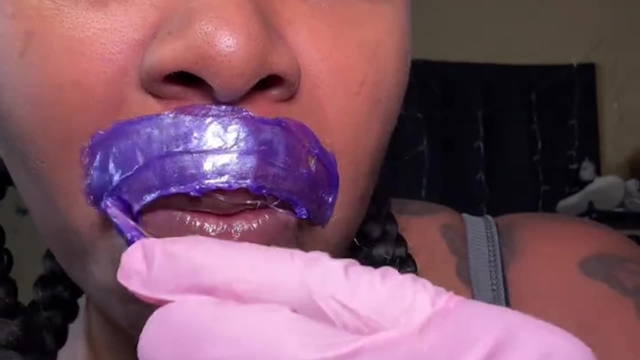 Upper Lip Waxing Demo Using Sexy Smooth Purple Seduction Hard Wax by @Quadayzahc | Pro Wax Tutorial