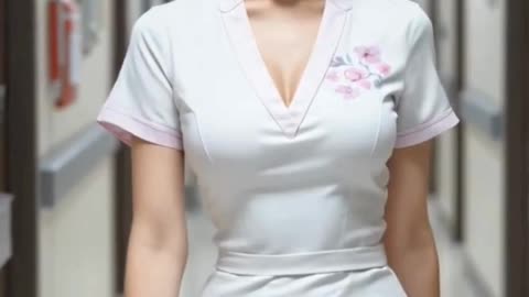 A beautiful nurse walking in the hallway of a hospital