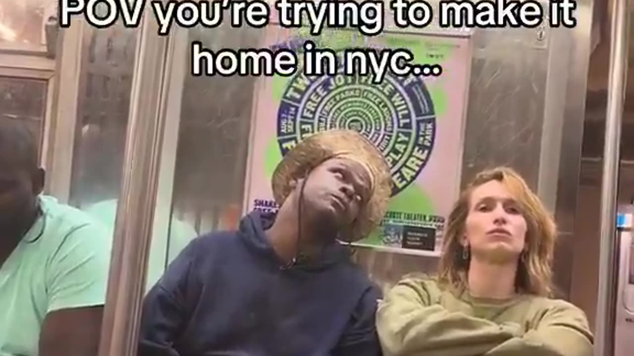 Harasses a White woman on the subway. Absolutely vile behavior.