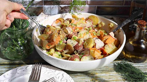 Spring Potato Salad with Carrots and Radishes. No Mayo!