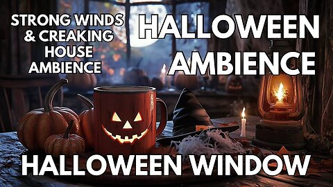 🎃 Halloween Window Ambience | Creaking House, Nightlife, Owls, Wolves & Howling Wind | Horror 4K ASMR