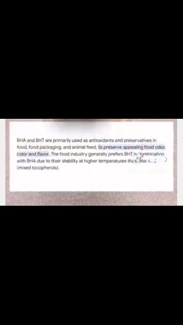WARNING! TOXIC INGREDIENT BHT FOUND IN CEREALS AND CRACKERS!