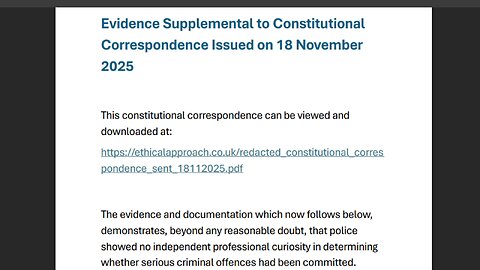 Mark Sexton, inteoducing an evidence pack supporting constitutional correspondence 18 November 2025