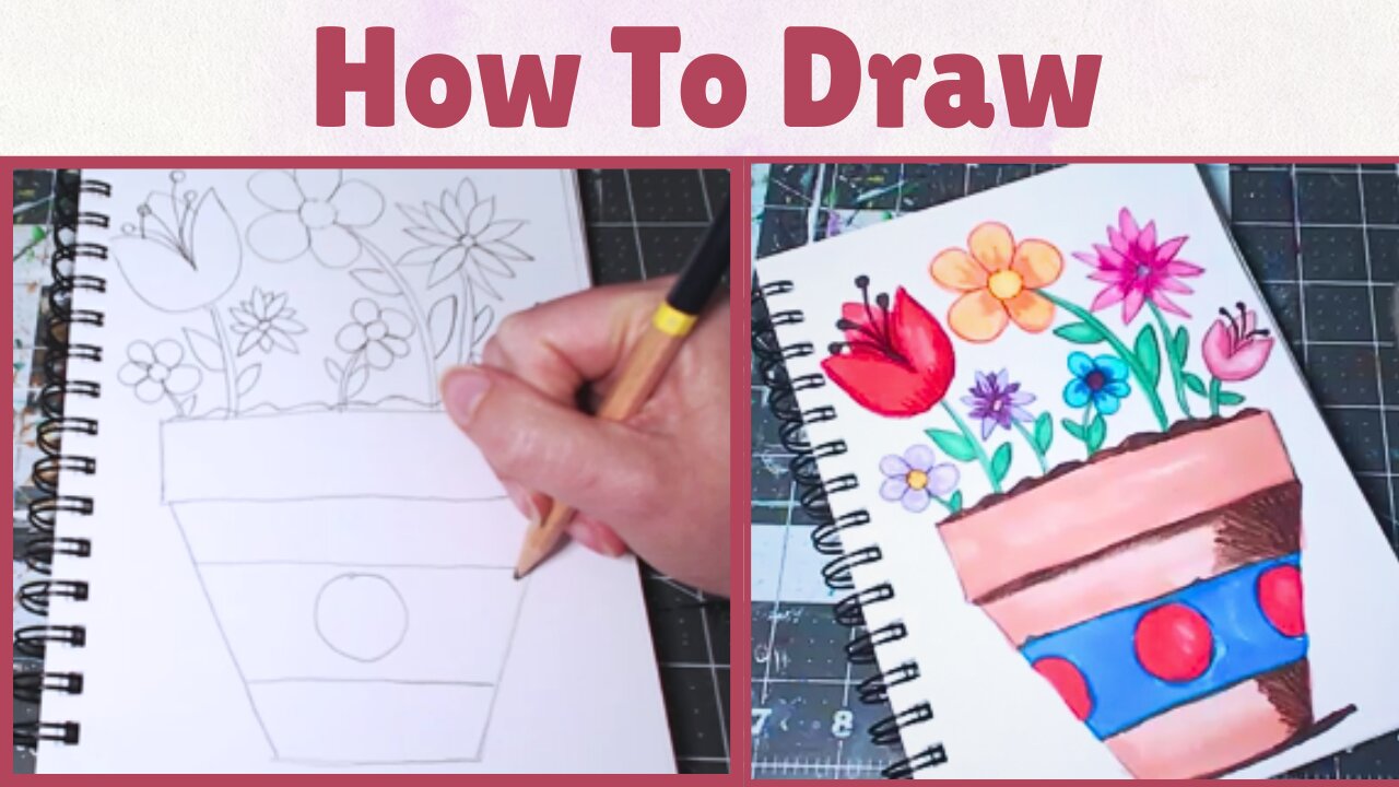 How To Draw : Spring Flowers, Beginner Drawing Tutorial