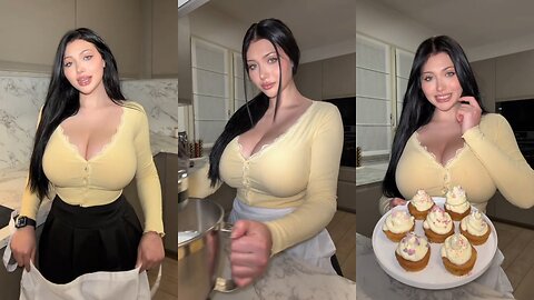 Cooking vanilla cupcakes with Romanian model Andreea Mares aka Blackwidof