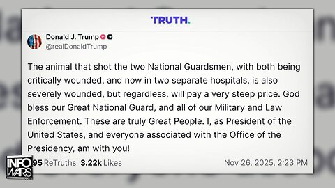 BREAKING: President Trump Issues Statement On The Two National Guardsmen Critically Shot In Washington DC
