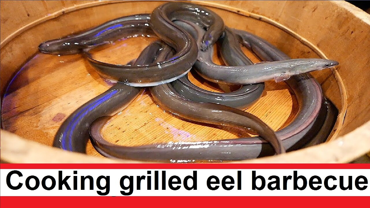 We carve and cook seafood grilled eel barbecue