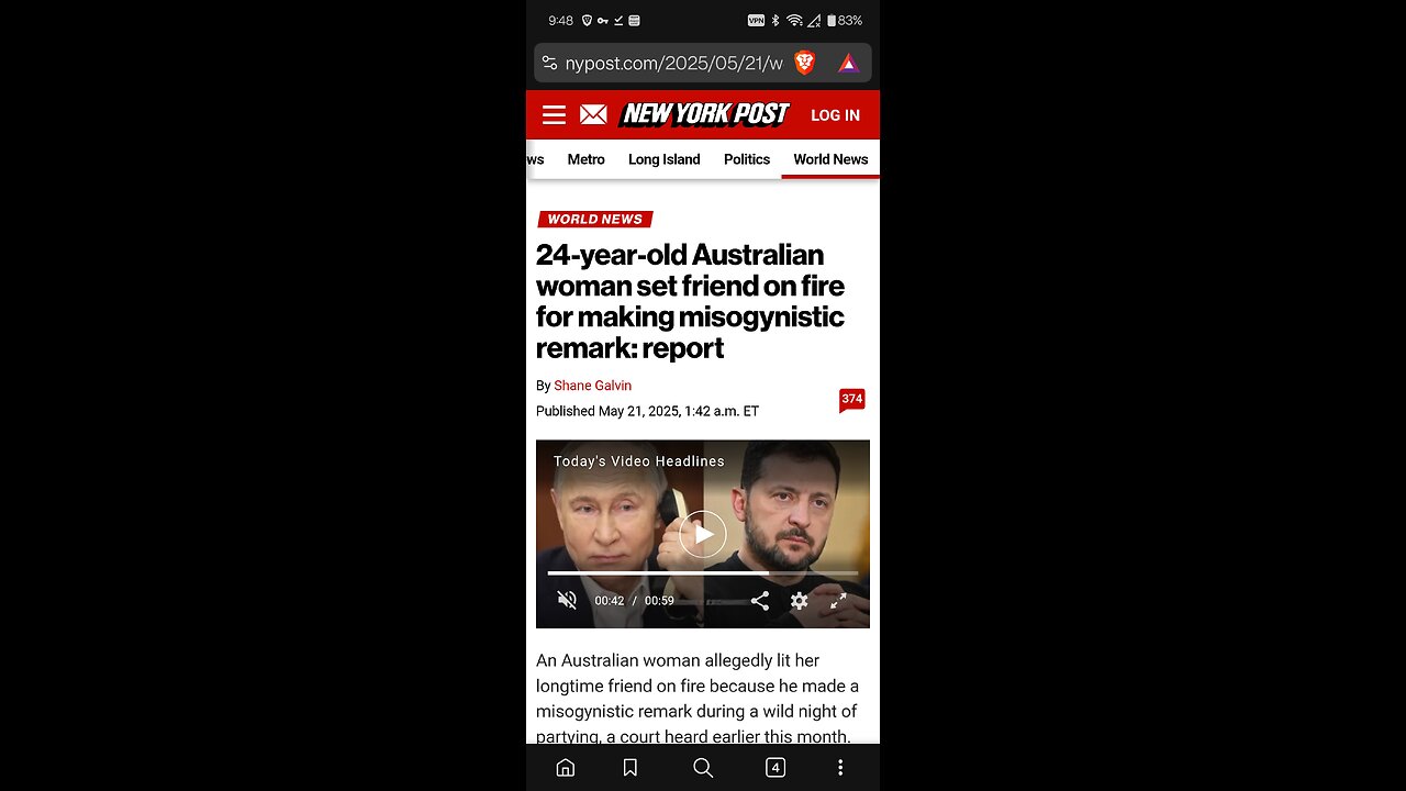 Woman sets Man on fire down under
