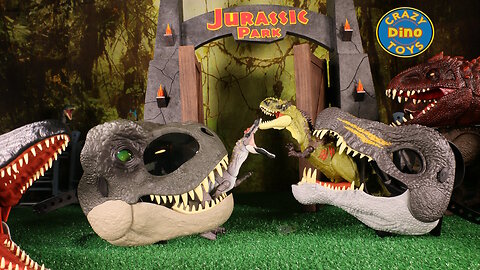3 New Jurassic World Rebirth Dinosaur Masks Unboxed Rage N Roar Tyrannosaurus Mattel Dino Toys