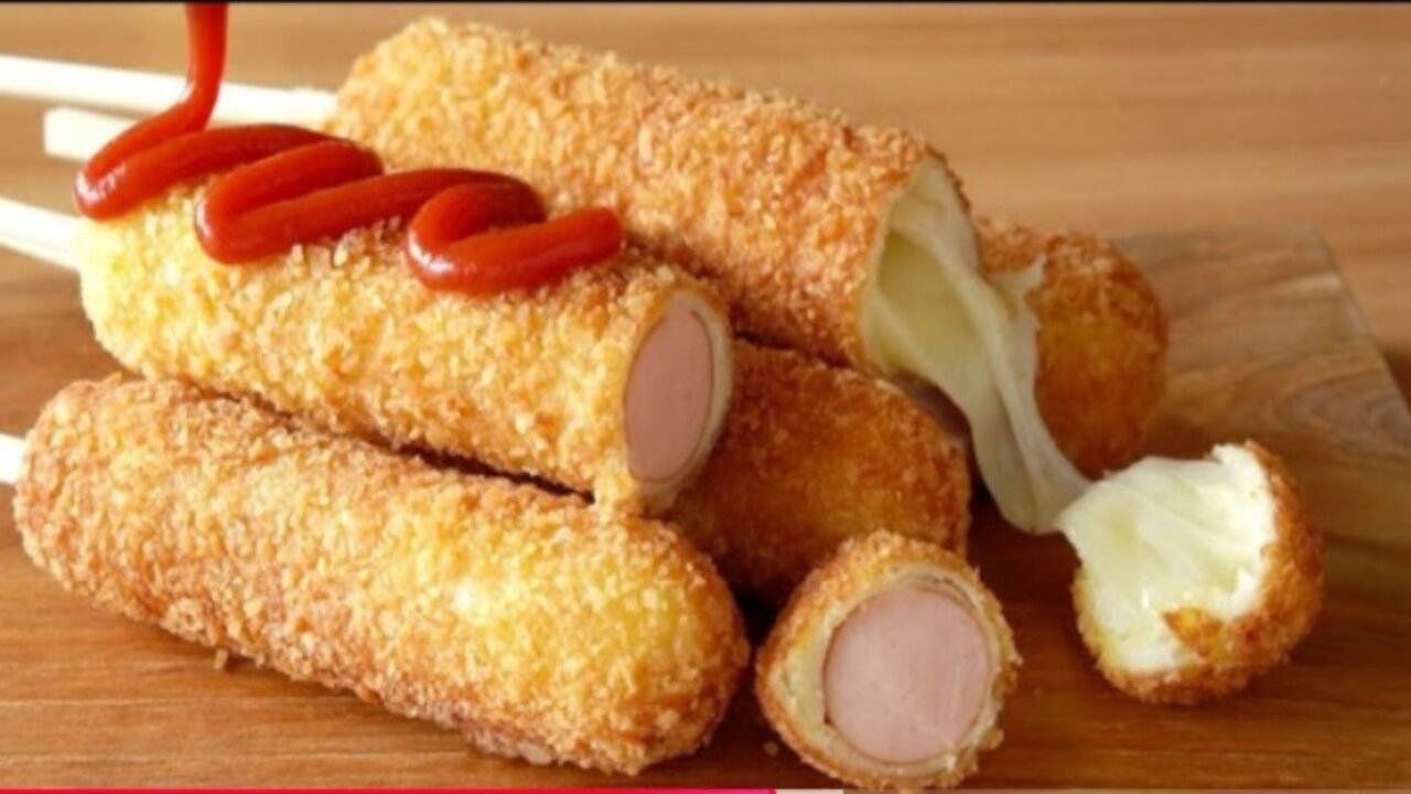 Cheese corn 🌽 dog recipe with bread that doesn't need to be kneaded/ korean Street food/ hot dog❤️💞