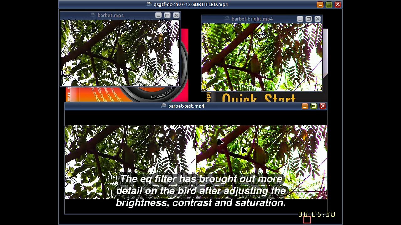 Chapter 7 of book ‘Quick Start Guide to FFmpeg’ — Adjust brightness, contrast and saturation
