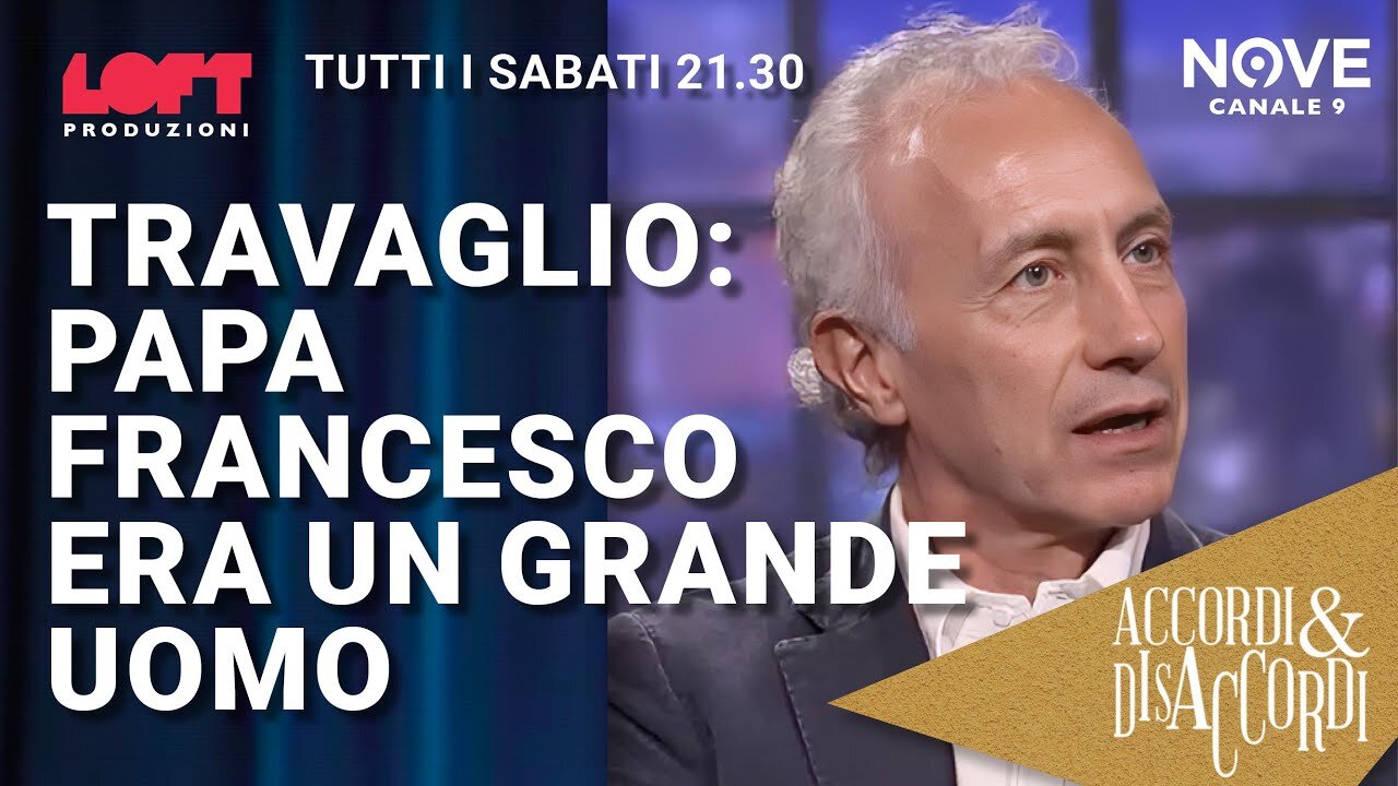 Marco Travaglio in tv:Papa Francesco era un grande uomo...Papa Francesco è stato l’’unico a capire che la pace non si costruisce riarmando gli eserciti...importante è crederlo,diglielo al preposito generale dei gesuiti Arturo Sosa detto Papa nero