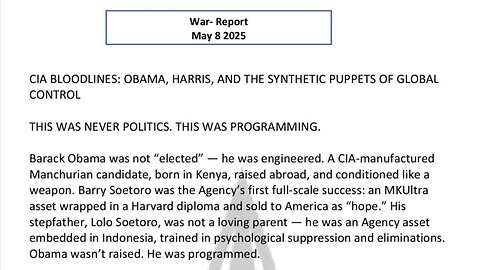 WAR REPORT - MAY 08 2025 - THE SYNTHETIC PUPPETS OF GLOBAL CONTROL
