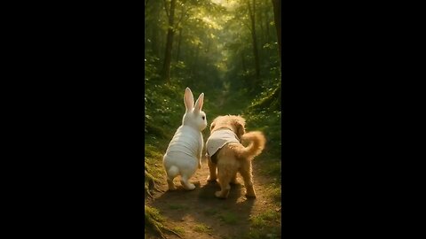 Cute dog rescues bunny from bees