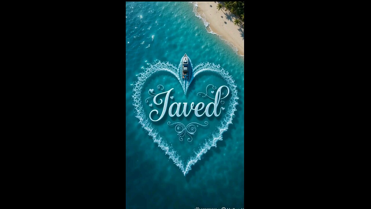A Boat Around A name of Javed on the Sea
