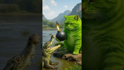 Today was a full meal | Green Cat [AI]