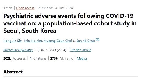 Large Study in Seoul Reveals COVID-19 Jabs Cause Mental Problems (to Stop the Flat-Earth Awakening)