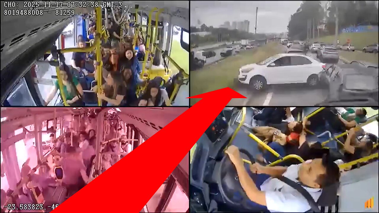 Autobús fuera de control deja 12 heridos y daños en 16 vehículos
