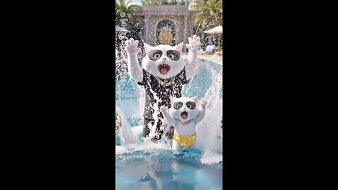 The poor puppy was mocked by the cat for not having a cool swimming pool slide