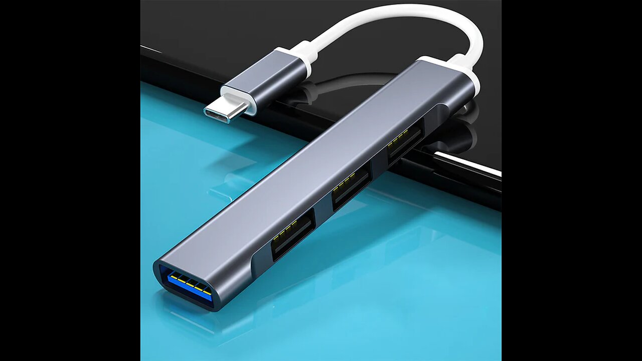 3-in-1 USB-C _ USB 3.0 Portable Hub, with 90mm Cable, for Mouse, Keyboard, Fan & More