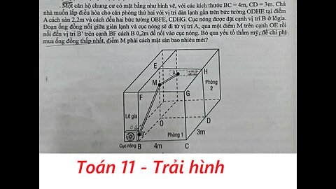 Toán 11: Trải hình: Một căn hộ chung cư có mặt bằng như hình vẽ, với các kích thước BC = 4m