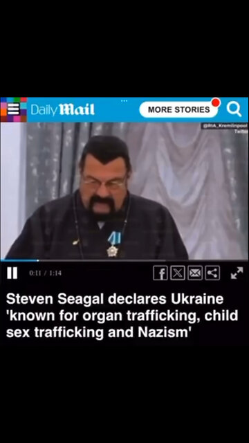 Steven Seagal declares Ukraine 'known for organ trafficking, child sex trafficking and Nazism'