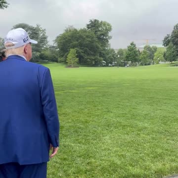 President Donald J. Trump speaks to the media as the new flagpole is installed on the South Lawn